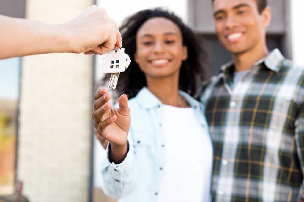 Selective focus African american couple